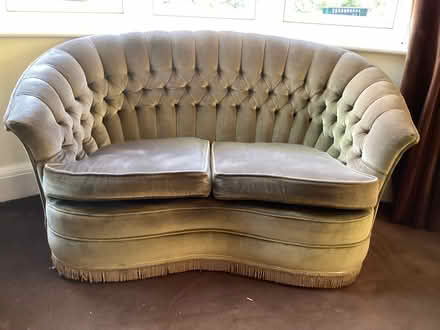Photo of free Beige Velvet Button-Back Sofa (Surbiton KT6) #1