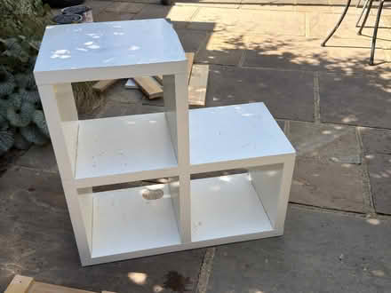 Photo of free White shelving unit- 3 cubes stepped (Chiswick W4) #1