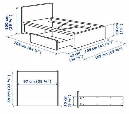 Photo of free IKEA MALM Bedframe w/ 2 storage boxes (Barons Court W14) #2