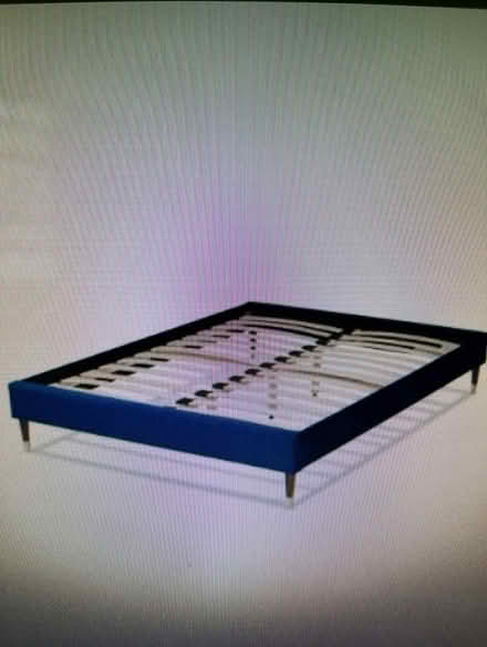 Photo of free Blue Velvet Queen Bedframe (West Somerville) #1