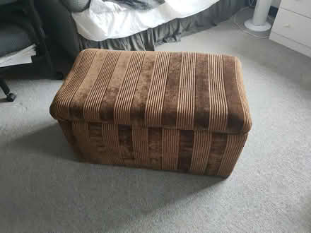Photo of free Vintage Brown corduroy ottoman storage chest trunk (Leatherhead KT22) #3