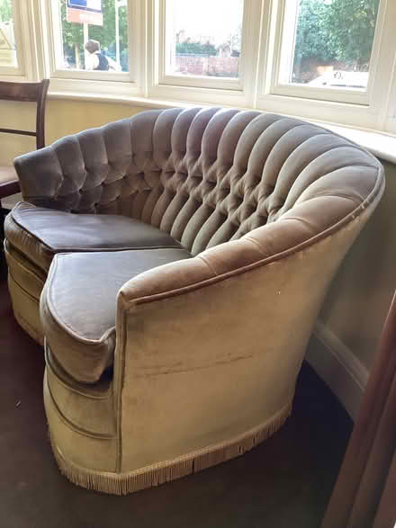 Photo of free Beige Velvet Button-Back Sofa (Surbiton KT6) #2
