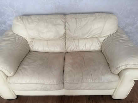 Photo of free Cream leather sofa (Cefn LL11) #1