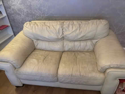 Photo of free Cream leather sofa (Cefn LL11) #2