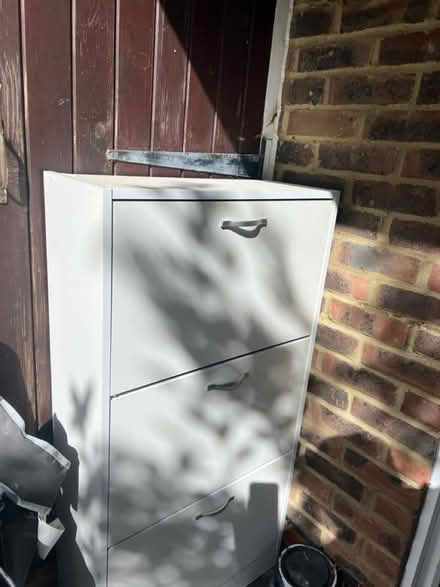Photo of free Three tier white shoe cabinet (Sutton) #4