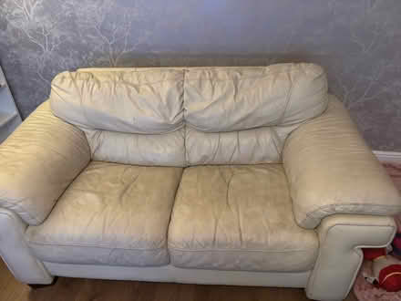 Photo of free Cream leather sofa (Cefn LL11) #1