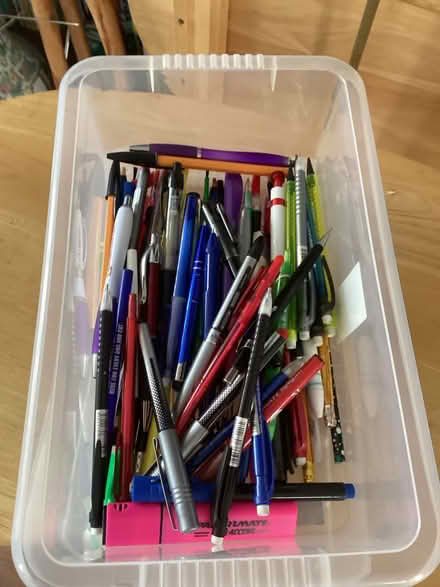 Photo of free Box of pens and pencils etc (LE2 Aylestone Leicester) #1