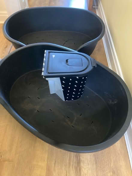 Photo of free X2 Med Plastic Dog Beds & Food Bin (HD7, Golcar) #1