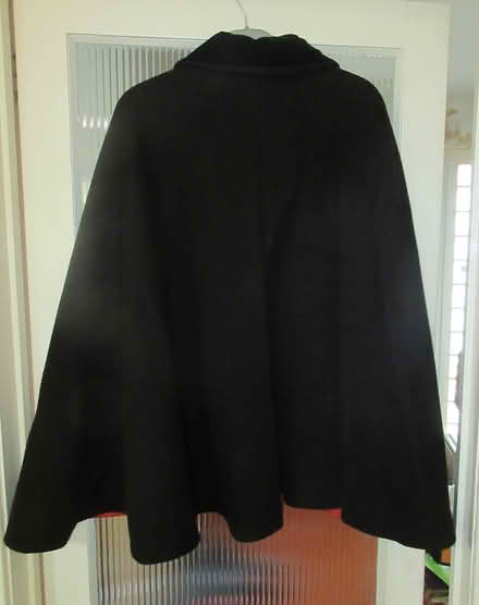 Photo of free Very dark brown wool cape, black velvet collar, red lining (Kingsway BA2) #3