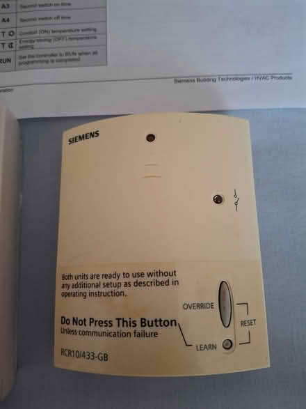 Photo of free Seimens Central Heating Thermostat (Corton) #3