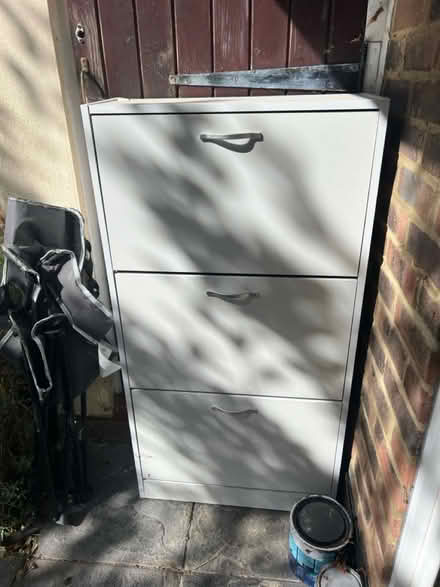 Photo of free Three tier white shoe cabinet (Sutton) #1