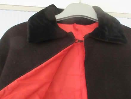 Photo of free Very dark brown wool cape, black velvet collar, red lining (Kingsway BA2) #2
