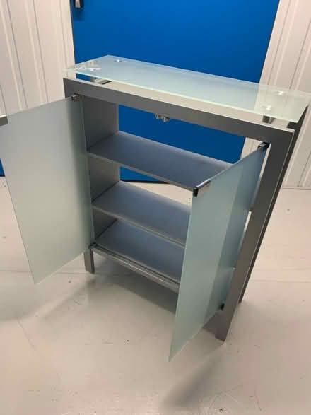 Photo of free Grey storage cabinet with glass top (Brooklands, Weybridge KT13) #2