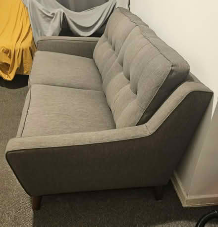 Photo of free Gplan sofa, Grey 3 seater wood legs (Sefton Park Liverpool) #1