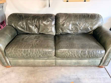Photo of free Green Leather Couch (English Ranch/Fort Collins) #1