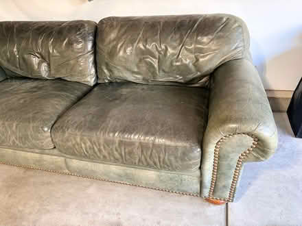 Photo of free Green Leather Couch (English Ranch/Fort Collins) #3