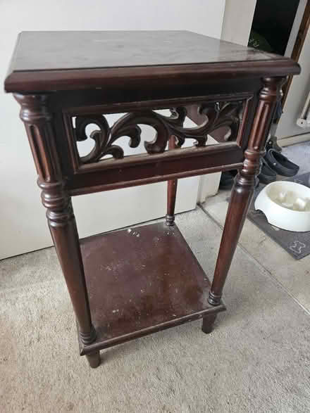 Photo of free Dark wood plant stand / table (Goldsworth Park GU21) #2