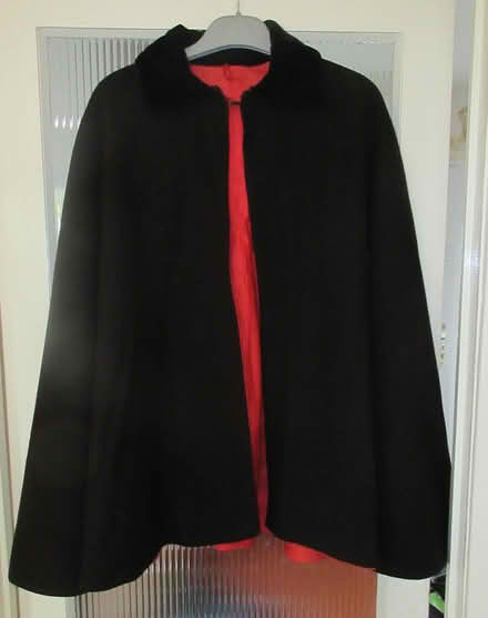 Photo of free Very dark brown wool cape, black velvet collar, red lining (Kingsway BA2) #1