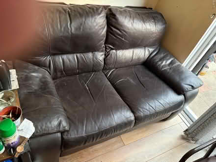 Photo of free Brown leather sofa (Fulham Palace Rd SW6) #2