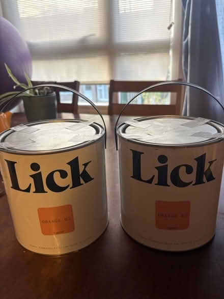 Photo of free Two x 2.5L tins of Lick Orange paint (Brownswood Park N4) #1