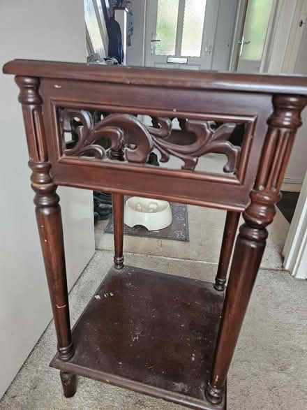 Photo of free Dark wood plant stand / table (Goldsworth Park GU21) #1