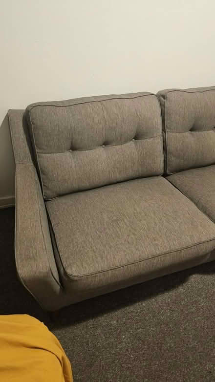 Photo of free Gplan sofa, Grey 3 seater wood legs (Sefton Park Liverpool) #4