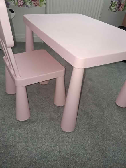 Photo of free Child's Table and Chair (L14, Knotty Ash) #1