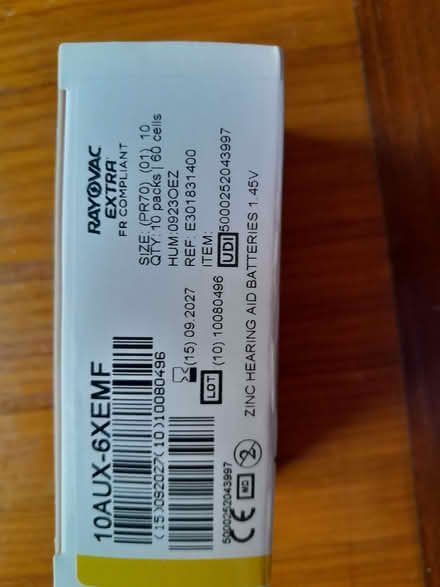Photo of free Rayovac Size 10 hearing aid batteries (Purley CR8) #1