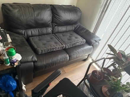 Photo of free Brown leather sofa (Fulham Palace Rd SW6) #1