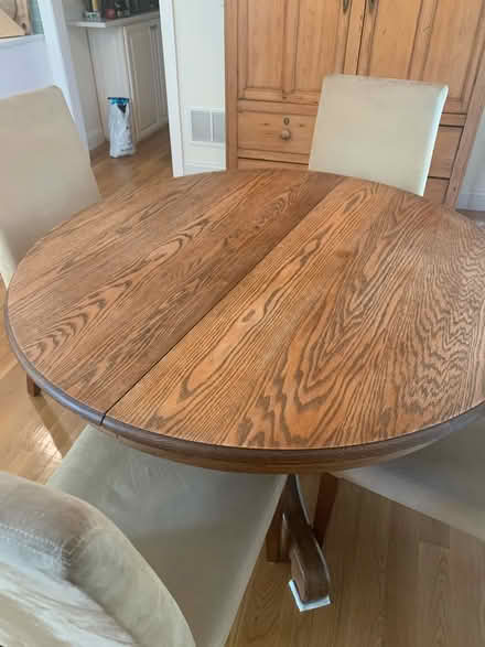 Photo of free Solid oak pedestal table 4’ diam (Bristol RI) #1