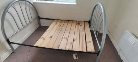 Photo of free Solid double bed frame with slats (Rotherham S60 2HG) #1