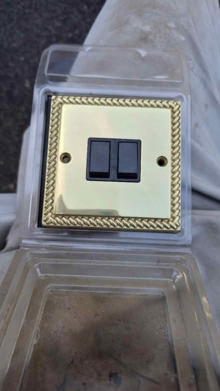 Photo of free 2 gang, 2 way brass light switch (hucknall ng15) #1