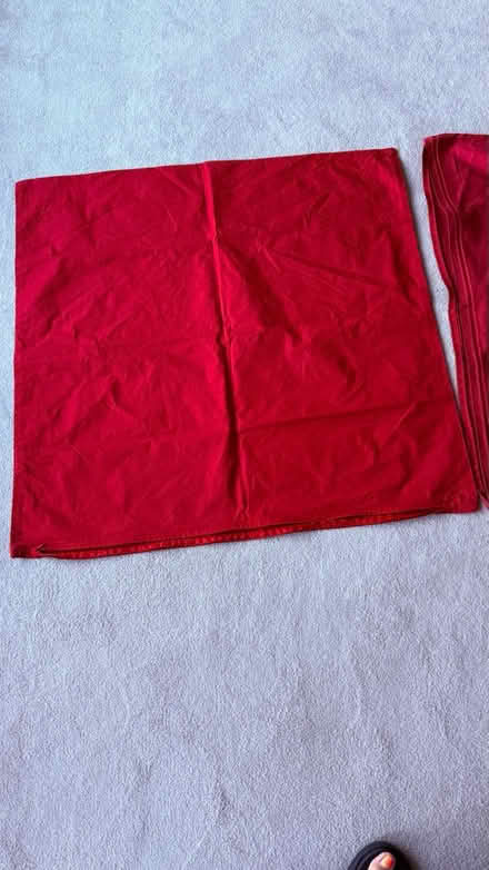 Photo of free 2 Large Red Cushion Covers (Billericay CM11) #1