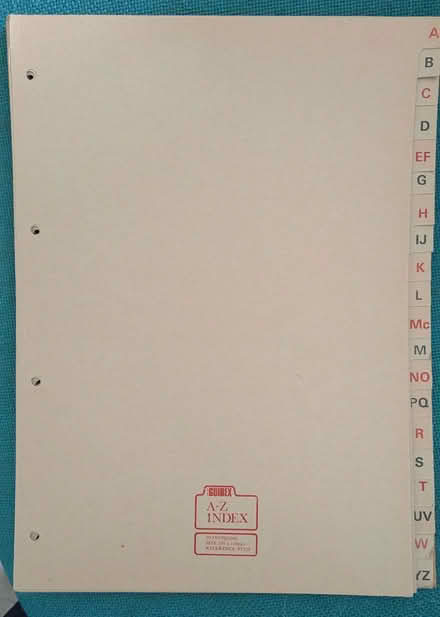 Photo of free A-Z index dividers (Tring Wharf HP23) #1