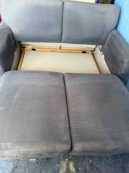 Photo of free Blue fake suede sofa bed (Shirley, Croydon CR0) #4