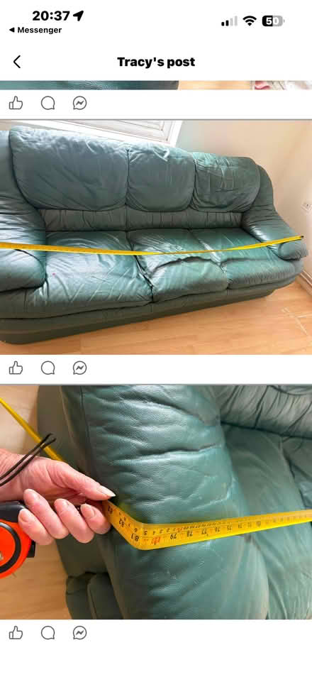 Photo of free Teal shade Leather 3 seater & 2seater (Penzance TR18) #2