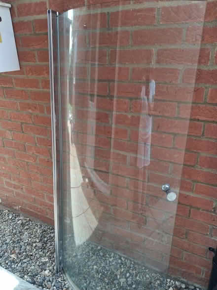 Photo of free Curved P bath glass shower screen with fittings (Acle NR13) #1