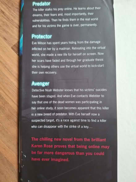 Photo of free Karen Rose. Hardback book. (Penrith CA11) #3