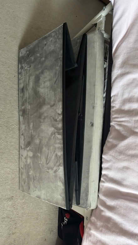 Photo of free Grey velvet ottoman (Great Hollands RG12) #1