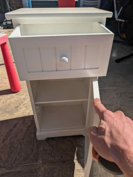 Photo of free white wooden storage cabinet (Byfleet KT14) #1