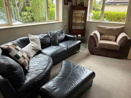 Photo of free Leather black corner couch unit + (Greystones near centra) #2