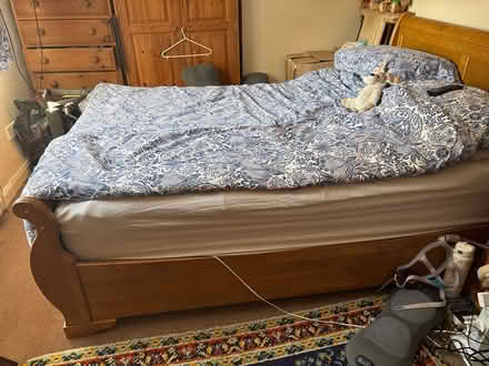 Photo of free Double sleigh bed & mattress (Catsfield) #1