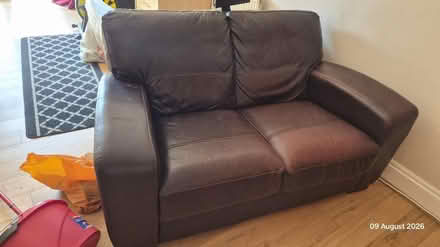 Photo of free 2 SEATER brown leather sofa (Ox7 7ef) #1