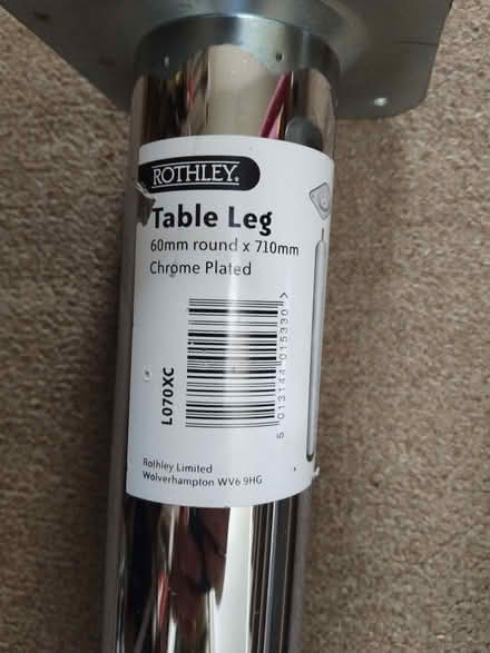 Photo of free Pair of adjustable chrome table legs (Hastings TN34) #2