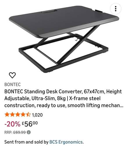 Photo of free Standing Desk Converter, 67x47cm, Height Adjustable (Lochend EH7) #1