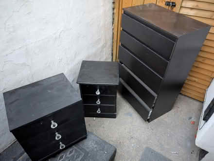 Photo of free 2x bedside drawers, 1x large drawer cabinet. (Porth CF39) #1