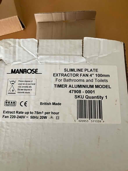 Photo of free Manrose 4" Extractor Fan (Goffs Oak EN7) #1