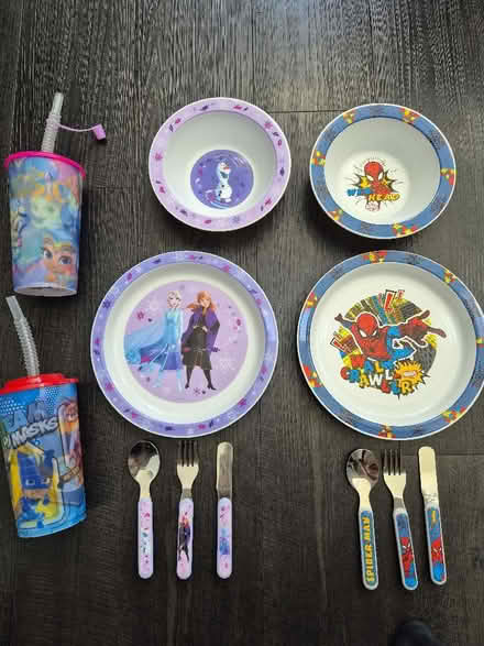 Photo of free Kids plastic plates/bowls/beakers & cutlery set (Ellenbrook M28) #1