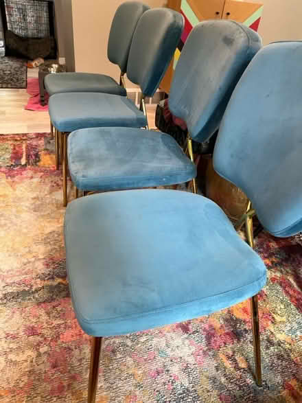 Photo of free Blue microfiber dining chairs (83rd & Mendingwall) #1