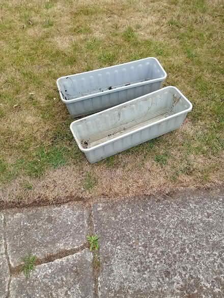 Photo of free Two Grey Plastic Planters (L14 Dovecot) #2